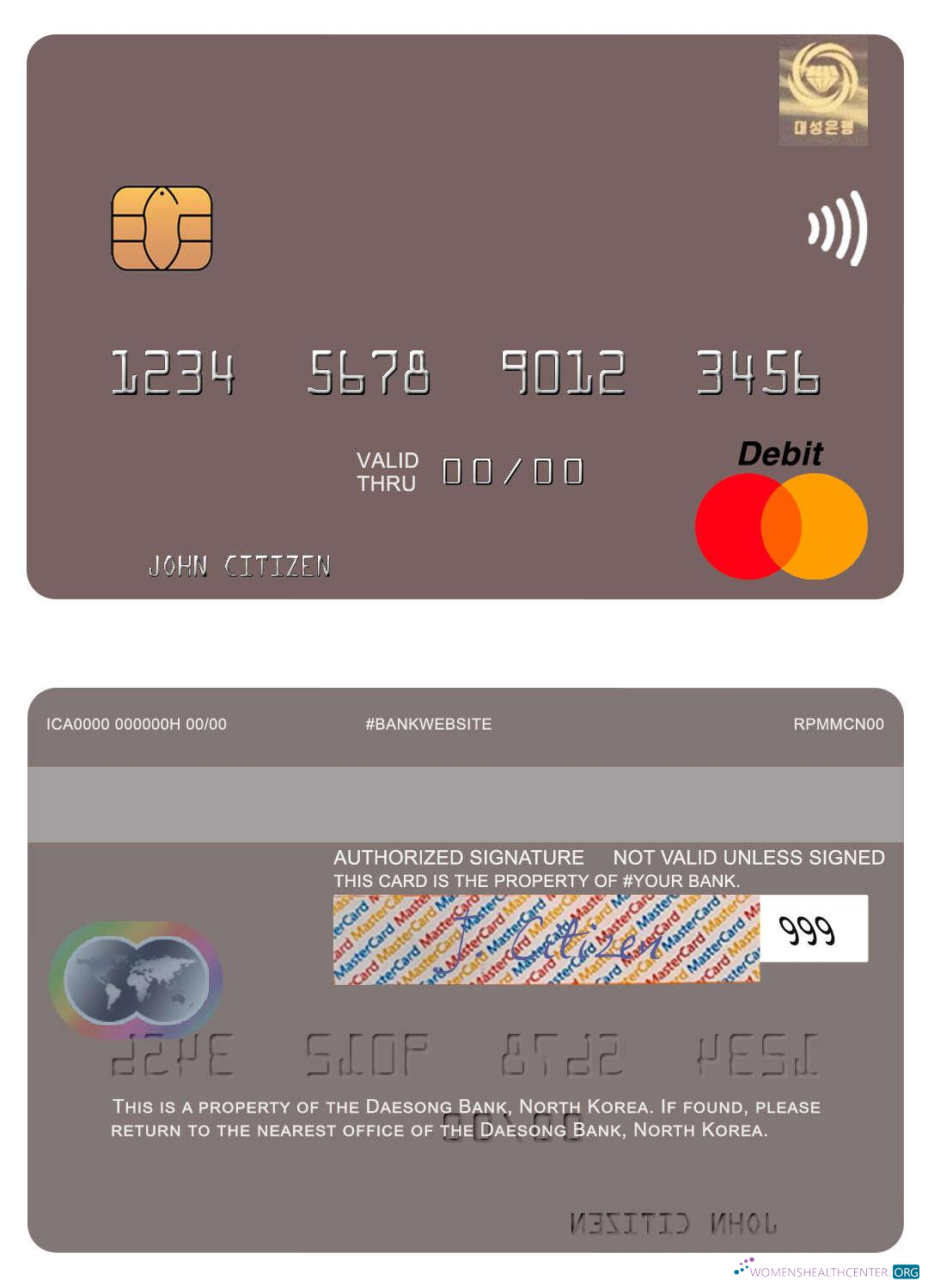 Download North Korea Daesong Bank mastercard Photoshop template